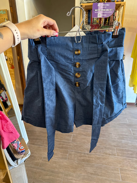 Shorts tiro alto botones
