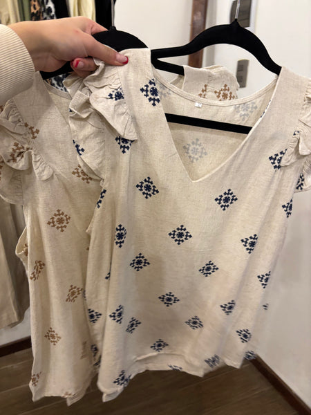 Polera lino escote en V