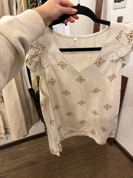 Polera lino escote en V